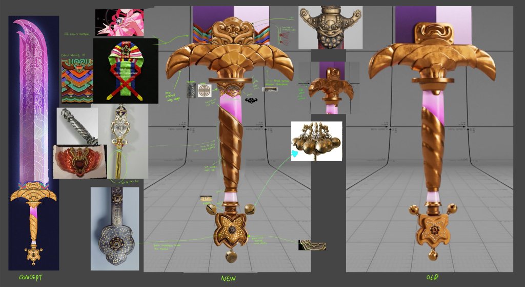 Image of K-Pop Demon Hunters weapons by Euni Cho on X: https://x.com/joune5064