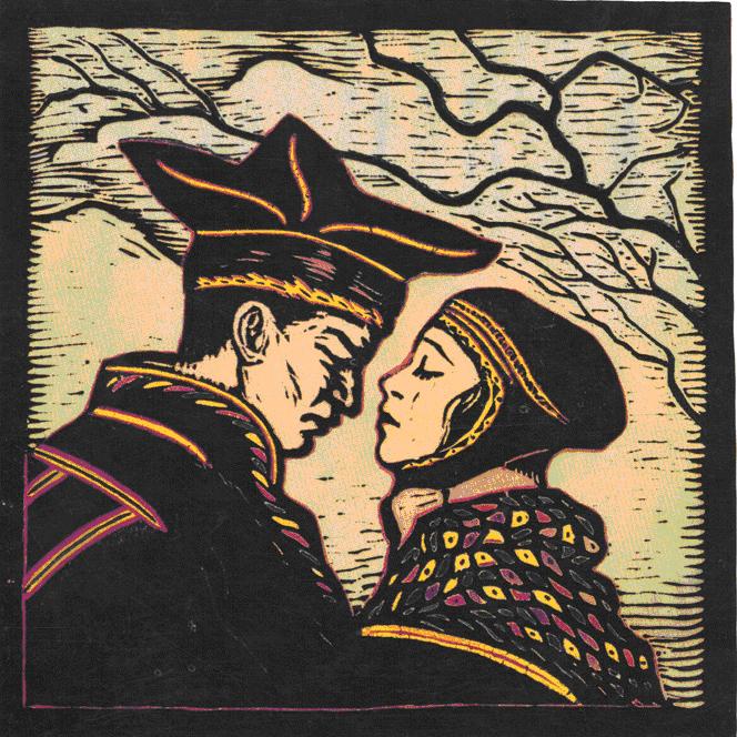 "Sámi Couple" by Sámi artist, John Savio from "The Mysticism of Sámi art" by Linda Curfs (Hanna) for the University of Texas. 
